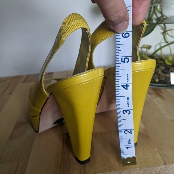 aldo Bright Yellow Platform Peep Toe Slingbacks 37 - Picture 6 of 8